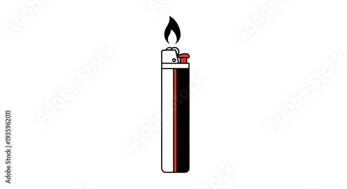 Lit Lighter with Flame Illustration.