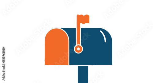 Blue and Orange Mailbox with Flag.