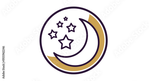 Simple Moon and Stars Icon Vector Art
