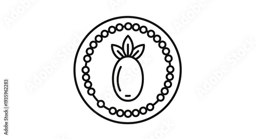 Stylized Icon of a Fruit in a Circle Border, Minimalist Outline Graphic