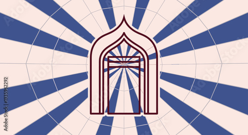 Abstract Archway with Radial Blue and Beige Background