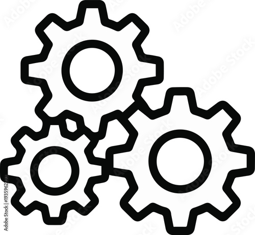 Three gears in machinery assembly