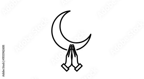 Crescent Moon and Praying Hands Icon