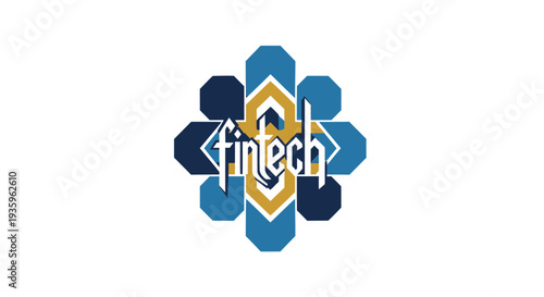 Fintech Logo with Geometric Pattern - Financial Technology Concept