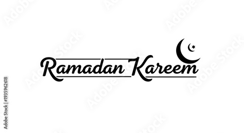 Ramadan Kareem Arabic Calligraphy with Crescent Moon and Star