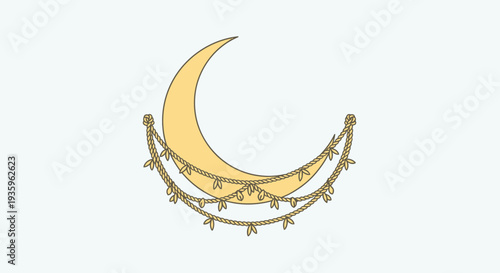 Crescent Moon with Garland Decoration