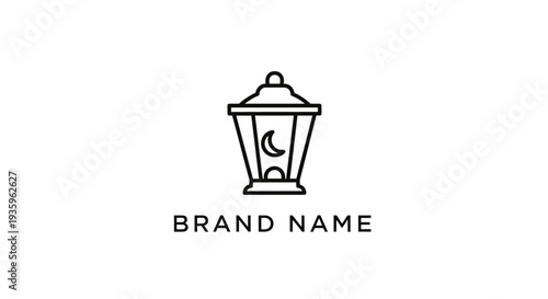 Ramadan lantern with moon and stars, Islamic symbol, flat design, vector icon