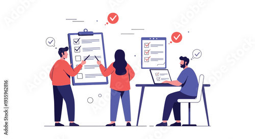 Team collaboration with checklists and progress tracking depicted in a modern flat design silhouette high quality professional detailed modern elegant stylish