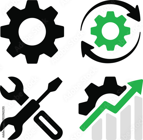 Gear icon for machinery settings and controls