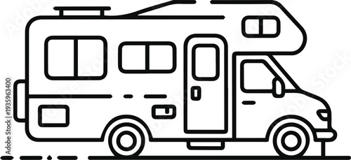 Motorhome side profile with cab and windows
