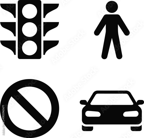 Pedestrian symbol and crossing icons