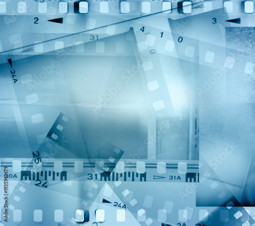 Film negatives blue background