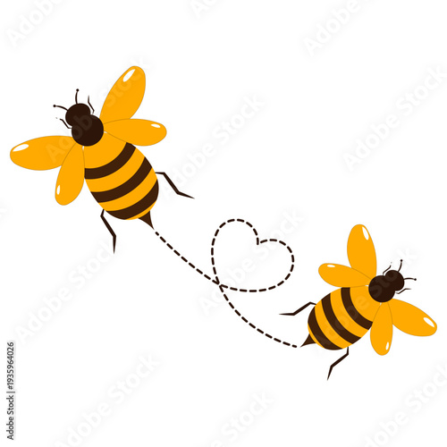 Cute Flying Bee with Dotted Trail Line