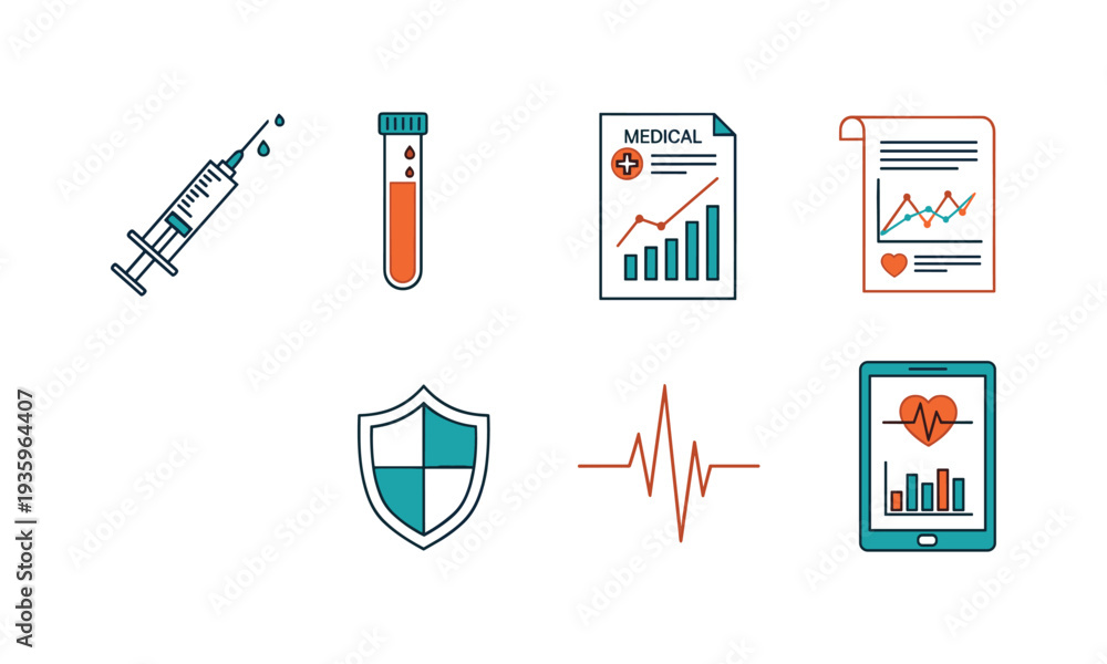 Obraz premium Medical icons for healthcare and wellness presentations