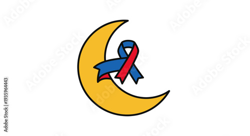 Crescent Moon with Awareness Ribbon - Support Symbol