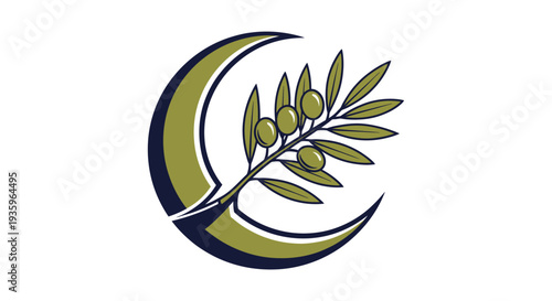Olive Branch Crescent Moon Symbol