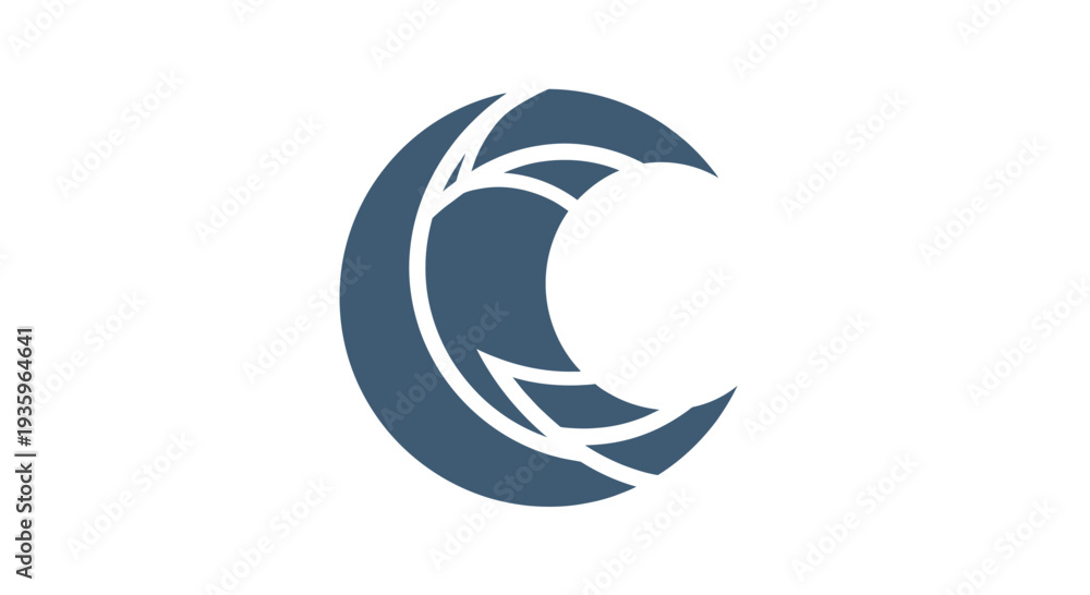 Fototapeta premium Abstract wave logo, modern design, nature-inspired, blue and white