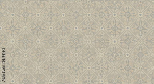 Vintage Floral Pattern Wallpaper Texture - Beige and Grey Geometric Design