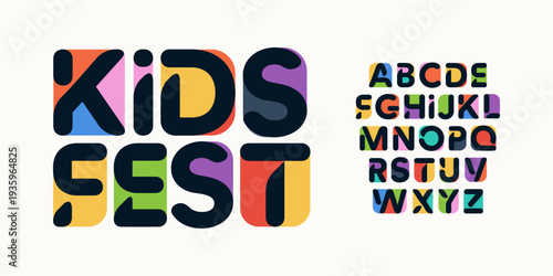 Color Font Logo Alphabet Vector Fun Letter Set Blocky Typography, Art Typographic Design for Kids Zone Title Text, Toy Typo Poster Headline, Type Fest Logotype, Colorful Fonts. Vector Typeface