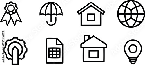 Collection of eco friendly and sustainable living icons