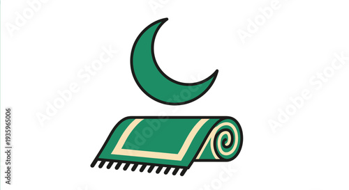 Islamic Prayer Mat and Crescent Moon Icon