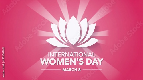 Minimalist Pink Background Design for International Women's Day March 8 Featuring a White Lotus Flower Symbol for Purity and Empowerment Concept