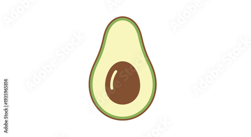 Avocado Half with Pit Illustration.