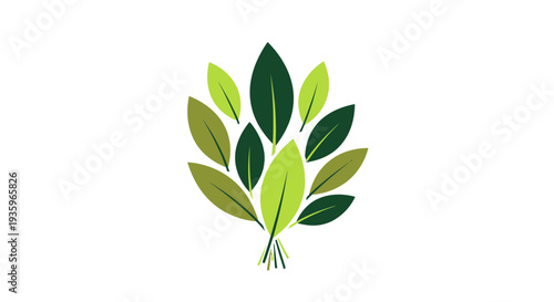 Green Leaves Illustration with Various Shades.