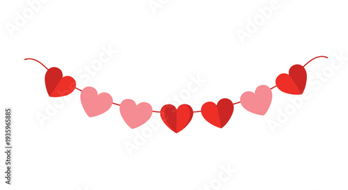 Red and Pink Paper Hearts Garland.