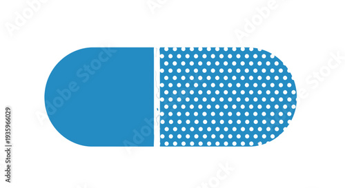 Blue Pill Capsule with Dotted Half.