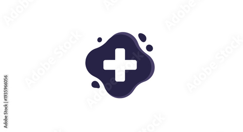 White Cross Medical Symbol on Dark Blob.