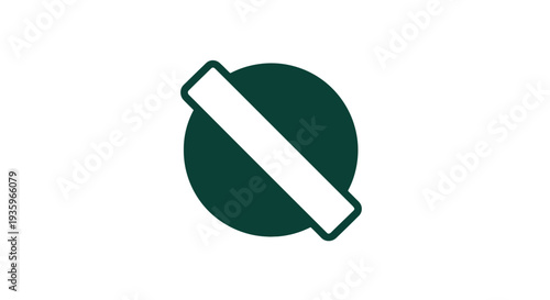 Green Circle with White Diagonal Strip.