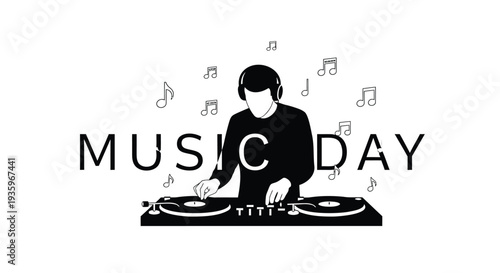Music Day DJ vector illustration