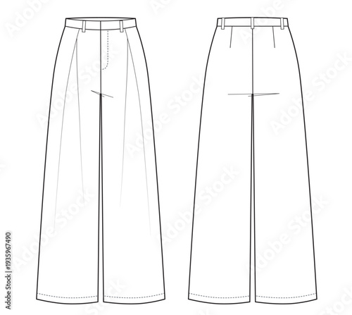 Woman tailor pants with folds on front