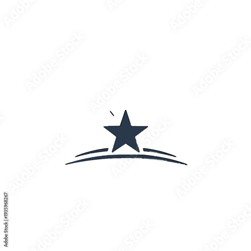 Simple black star icon on white background with swoosh design.