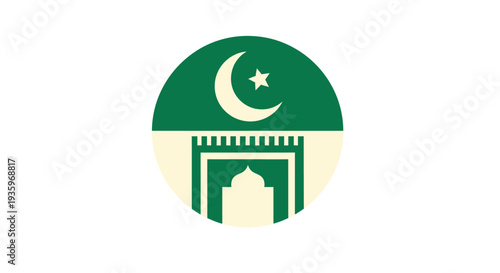 Islamic Symbols: Crescent Moon, Star, and Prayer Mat Icon
