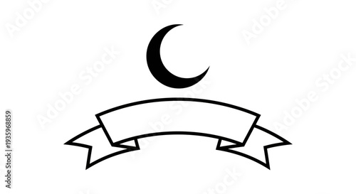 Crescent Moon and Banner Icon