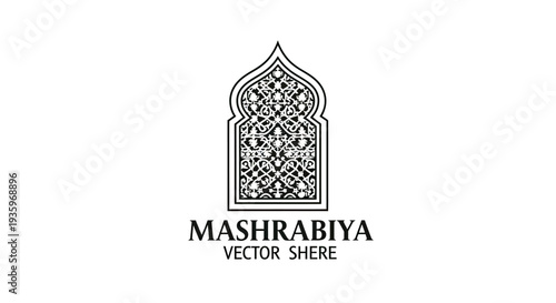 Traditional Islamic Mashrabiya Window - Intricate Geometric Pattern Vector Art