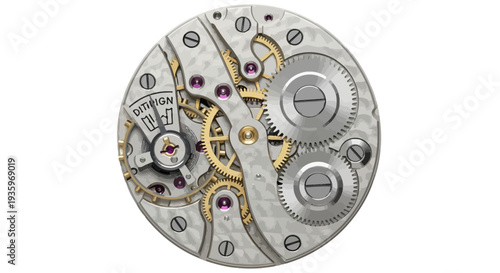 Mechanical watch gear movement closeup.