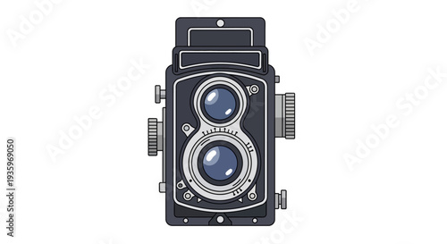 Vintage twin lens reflex camera body.