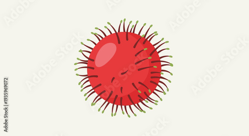 Virus Particle With Red Surface.