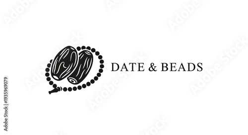 Date and Beads Logo Design - Islamic Prayer Beads and Dates Symbol