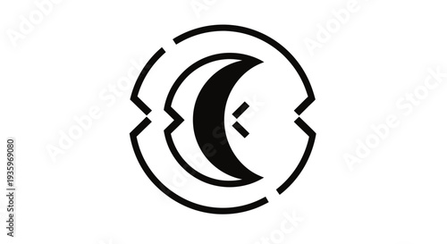 Abstract Geometric Crescent Moon Logo Design