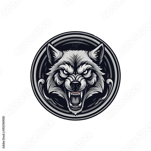 Fierce Wolf Head Logo Design Vector Illustration.