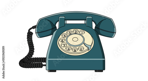 Vintage Teal Rotary Phone Device.