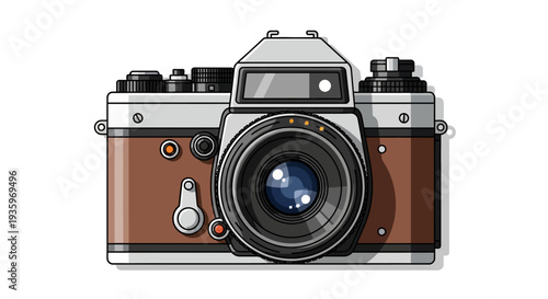 Vintage Camera with Brown Leather.