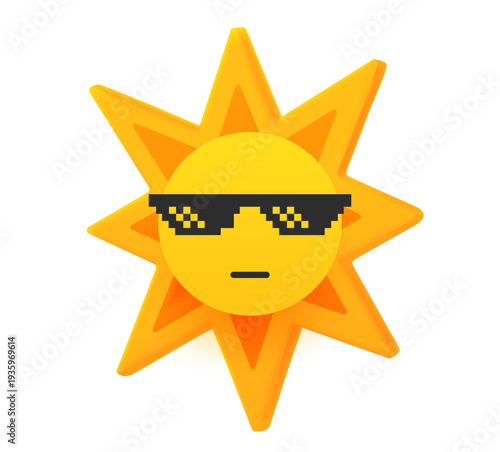 Smiling emoticon with explosion. 3d vector illustration