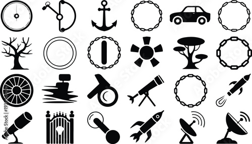 Set of 25 space and technology icons vector
