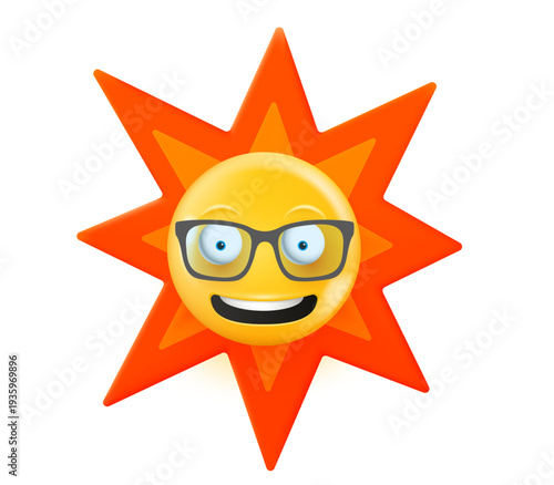 Emoticon with glasses. 3d vector illustration