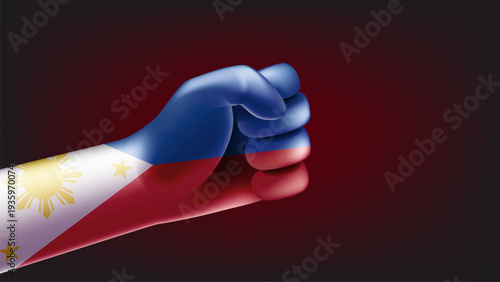 Fist with flag of Philippines. 3d vector illustration